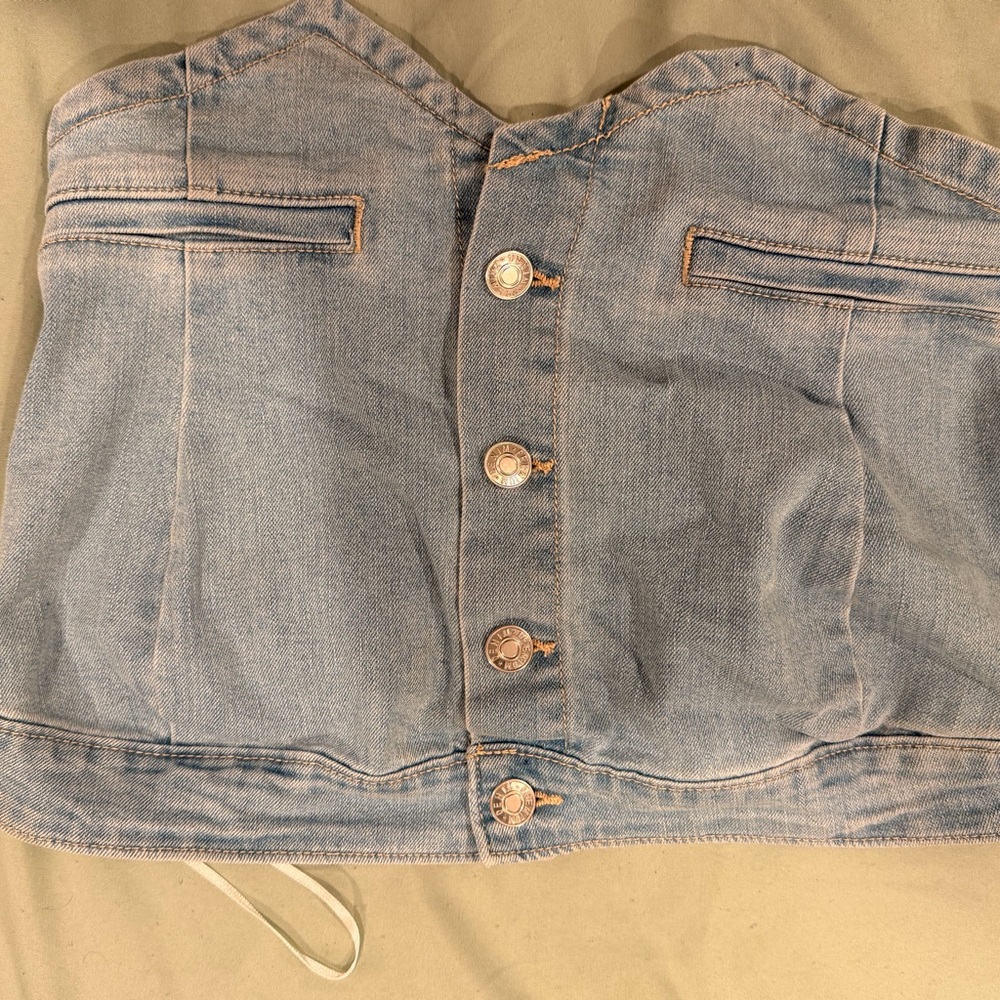 Denim Button-Up Crop Top